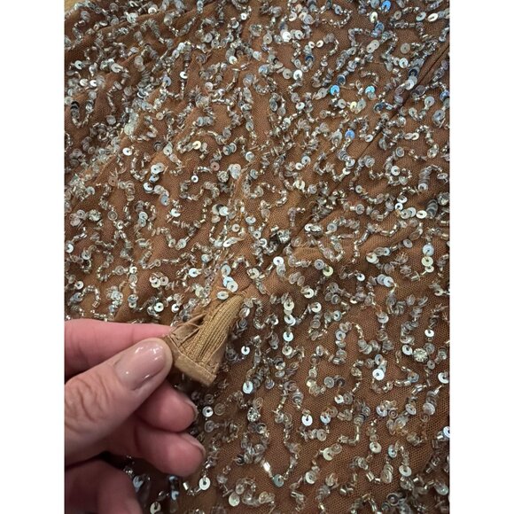 retrofete Evie Strapless Bustier Sequin Dress Silver & Nude Womens Large - Picture 13 of 15